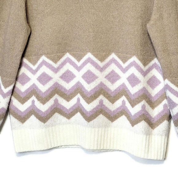 J. Crew Chevron Knit Scoop Neck Sweater Cozy Classic Preppy Layering XS - Picture 3 of 11
